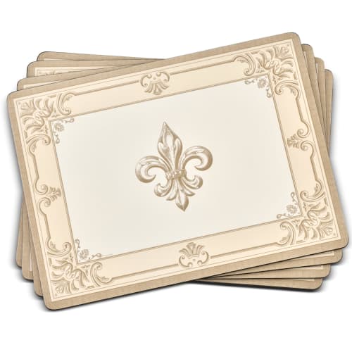 Pimpernel FDC-Fleur De LYS Placemats, Set of 4 - Decorative Cork Placemats with Elegant Motifs and a Protective Finish. Perfect for Everyday Meals, Sp