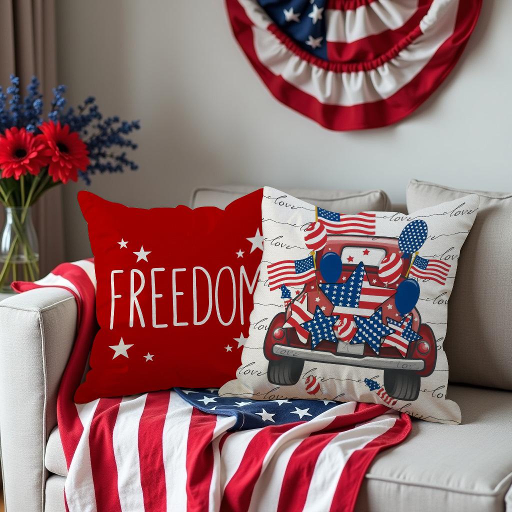 Kissen Patriotisch Rot Blau Stern Zwerg Dekokissenbezug Zuhause Sofakissenbezug