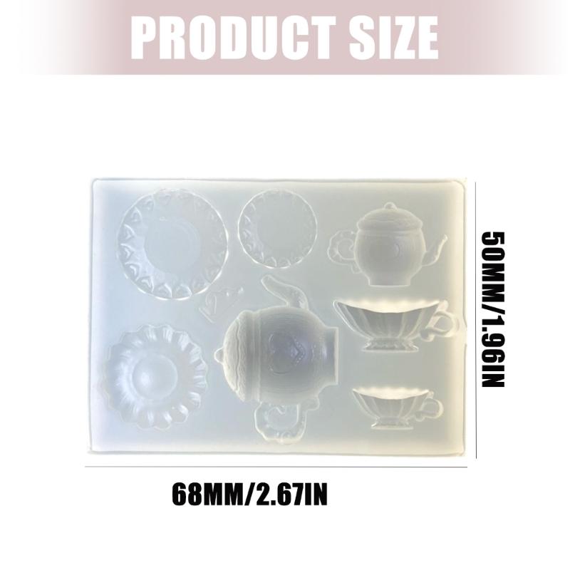 Elegant Silicone Mold for Crafting Afternoon Teas Accessories Teapot Cup Plate Epoxy Mould Jewelry Making Tool