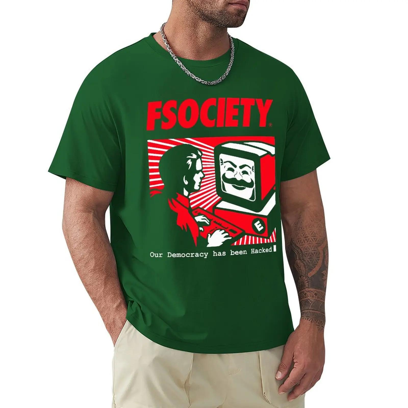 

Вінтажна Смішна Футболка Mr Robot FSociety F Society Хакерська Футболка Хараджуку Футболка з Коротким Рукавом 100% Бавовна Графічна Футболка Топи XL золотий