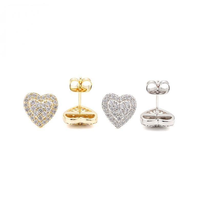 Hip Hop Rock VVS1 D Moissanite Heart-shaped Stud Earrings 925 Sterling Silver Screw Ear Stud Fine Jewelry Diamonds Pass Test