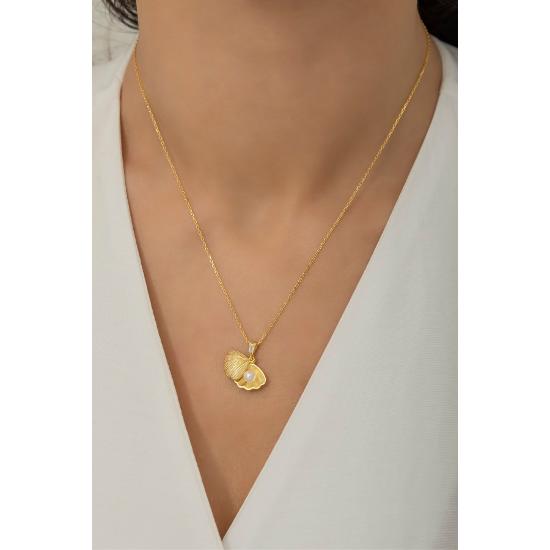 

Золоте намисто з устрицями зі срібла 925 проби з перлами