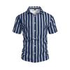 Summer Casual Short Sleeve Shirt Vertical Stripe Pattern Men Daily Blouse Fashion Regular Fit Men Striped Turn Collar Short Sleeve Shirt