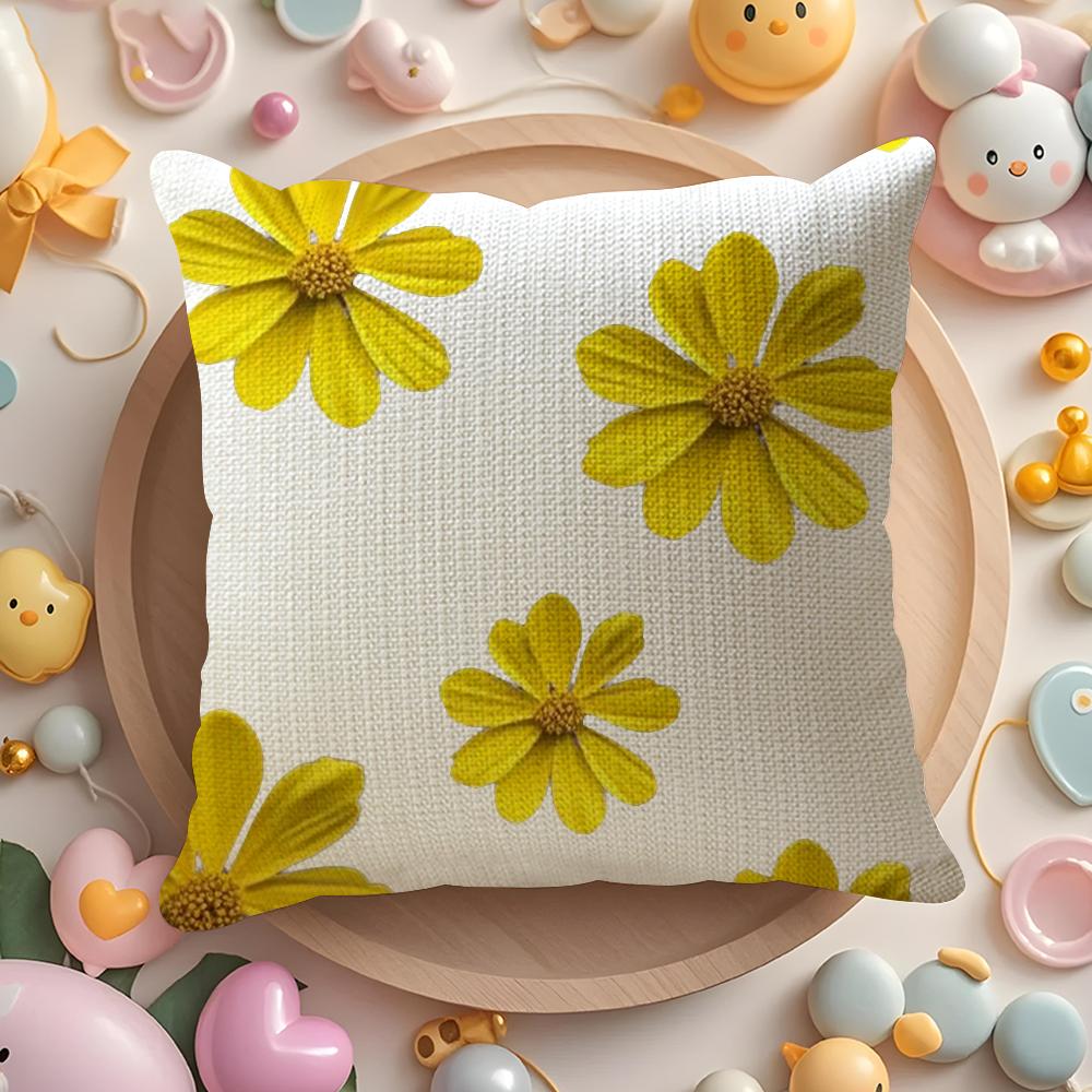 Simple Petal Pattern Cushion Cover Natural Linen Organic Fabric Double-Sided Printing Sofa Home Decor Gift Pillow Cover