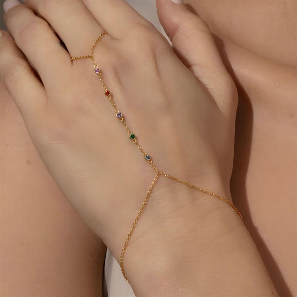  Ocean Series 18K Golden PVD Cuff Finger Chain Bracelet Stainless Steel High Quality PVD Plated Finger Jewelry Gift