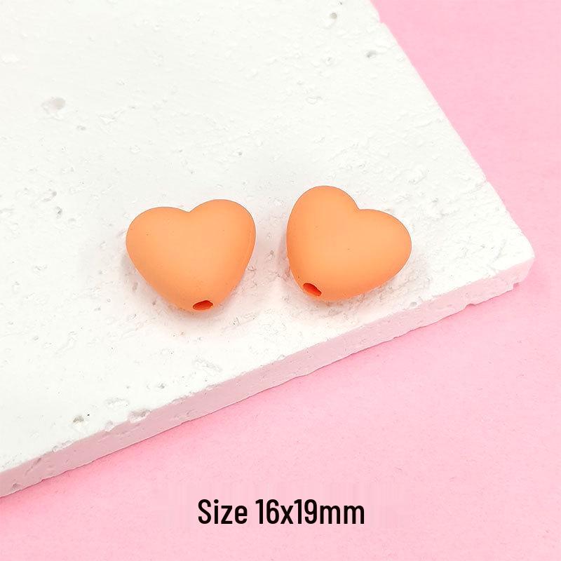 Perles Macaron Cœur - Cœur Pêche en Caoutchouc Tactile pour Collier, Bracelet et Accessoires de Cheveux DIY (E18)