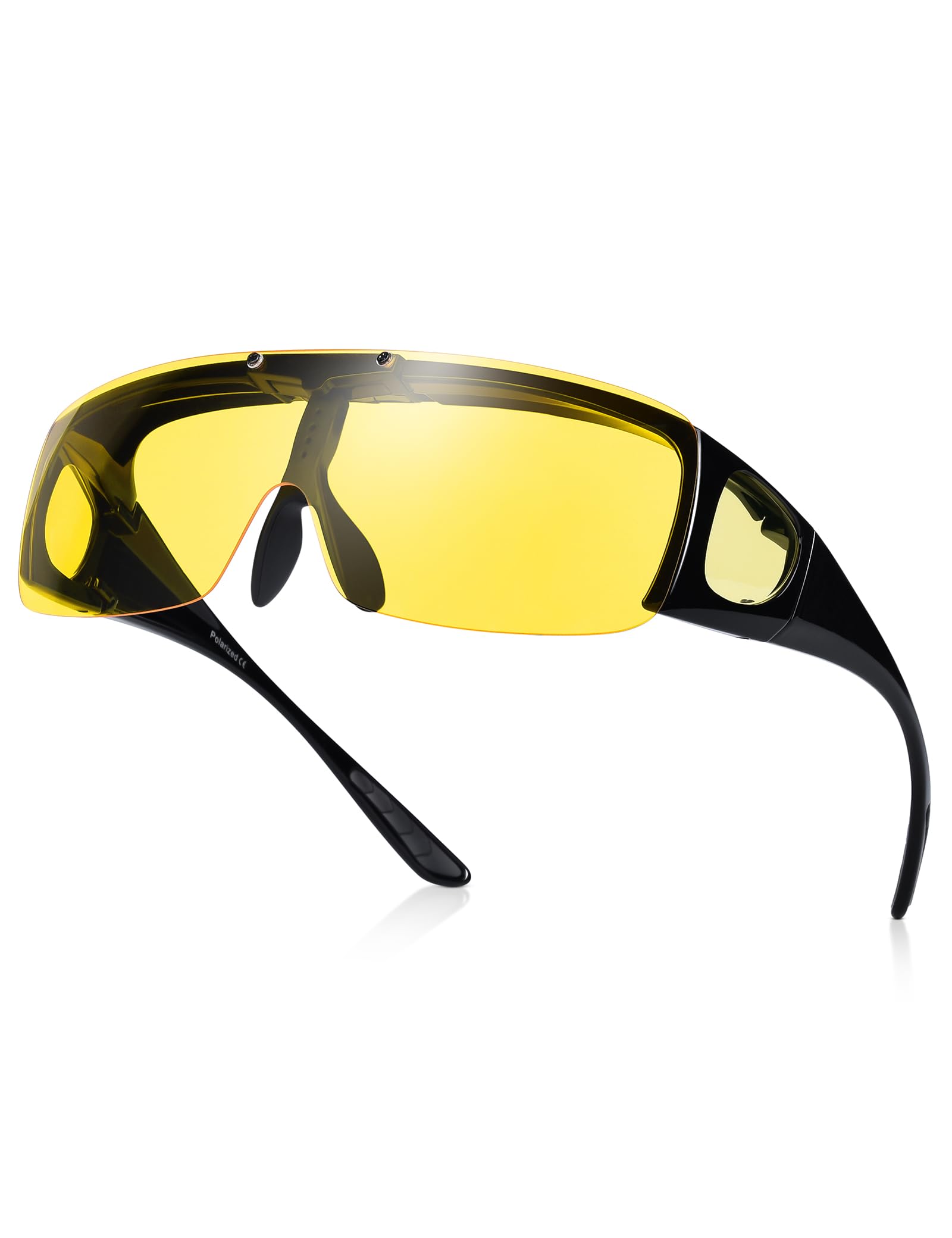 

NQG Polarized Flip-Up Sunglasses, DayNight Wear, Glasses Compatible, for Sports, Golf, Running, and Outdoors, 6-Piece Set (Night Wear)