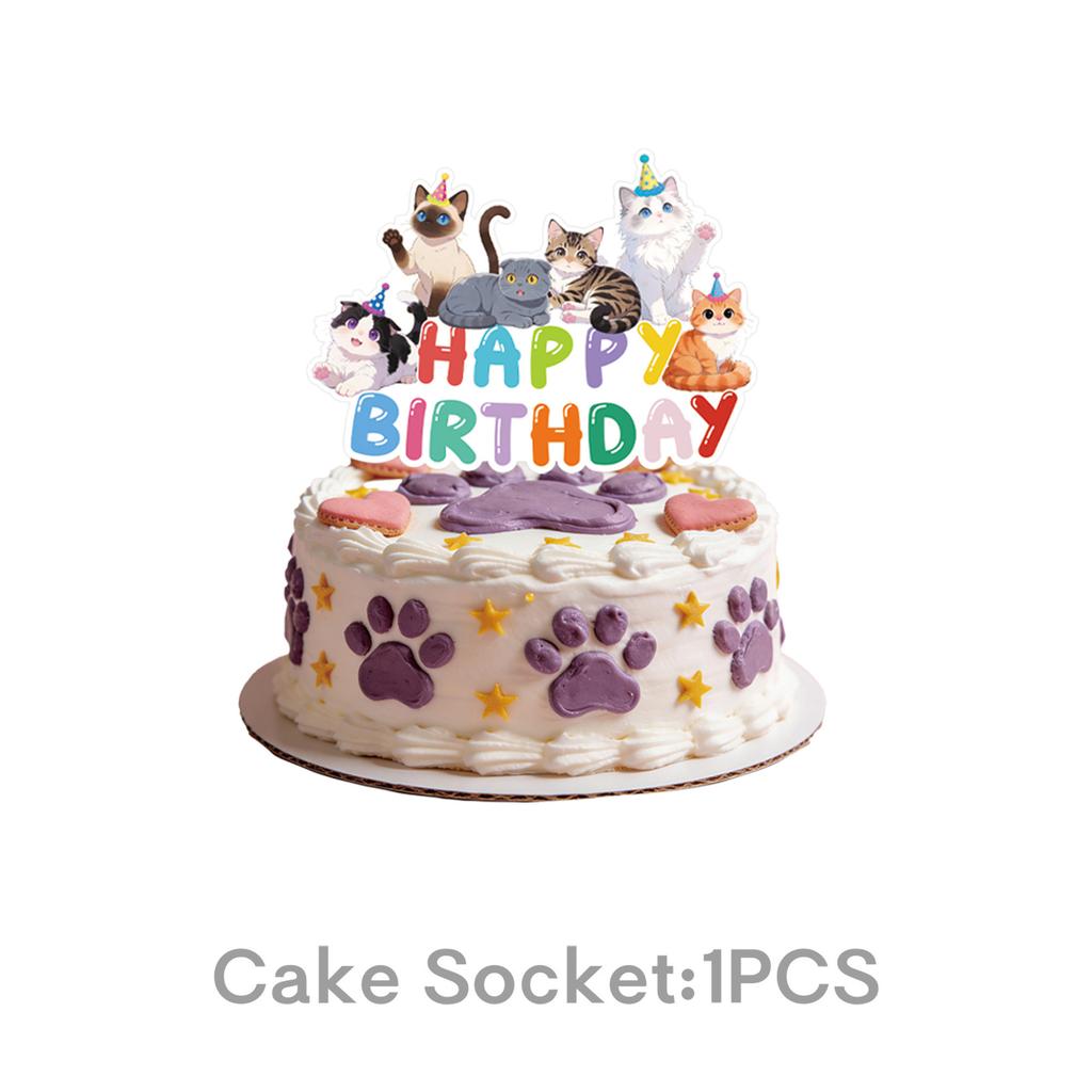 Pet Cat Theme Birthday Party Favors Plates Cup Napkin Banner Cake Topper For Kids Gift Baby Shower Photo Props Party Supplies