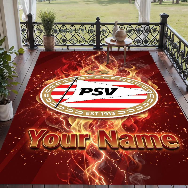 Custom Text Printed Rug PSV Eindhoven FC Non Slip Floor Carpet For Home Room Decor