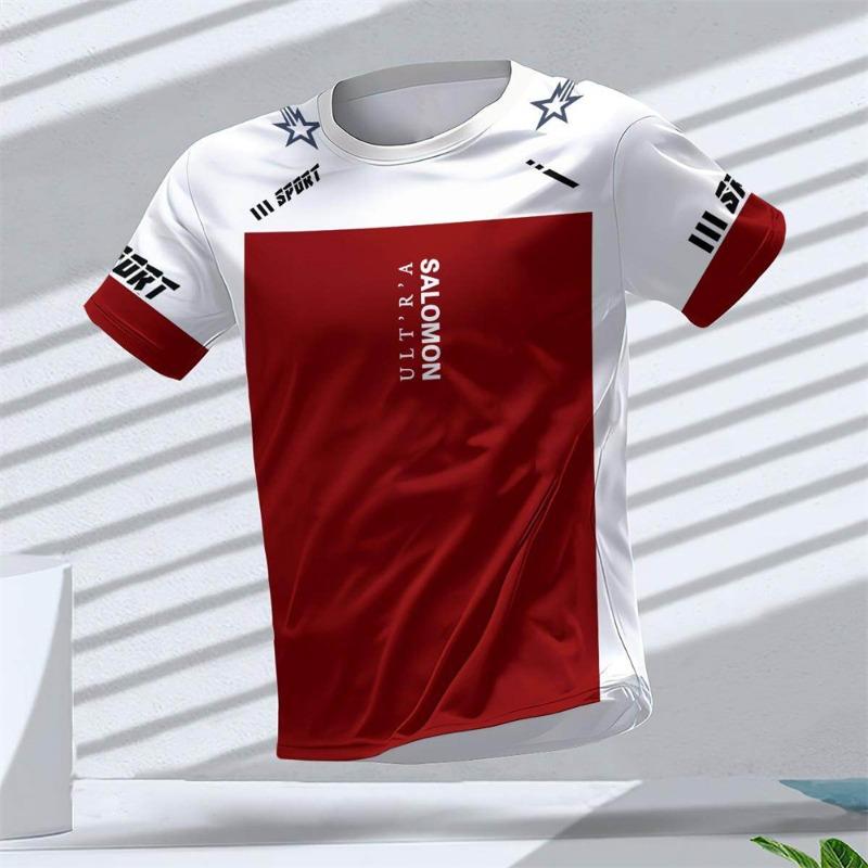 Herren 3D-Druck T-Shirt Outdoor Fitness Atmungsaktiv Schnelltrocknend Sport Kurzarm Rundhals Pullover Lässiges Oberteil