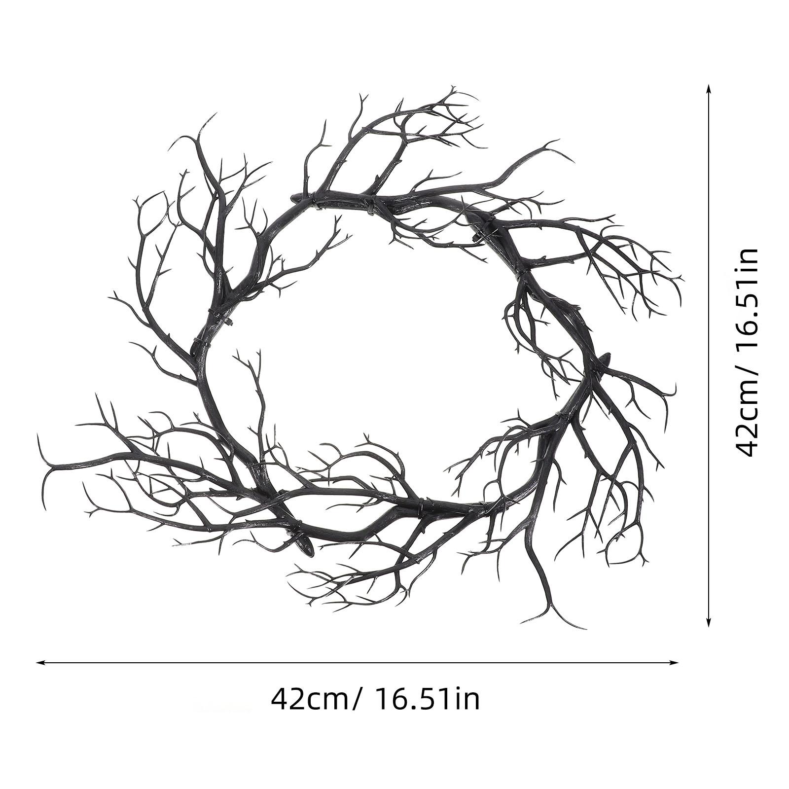 Halloween Wreath Black Twig Garland Fake Branch Decor Artificial Door Wreath Hanging Nament Front Door Garlands Festive Party чёрный