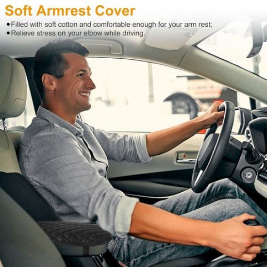 Car Armrest Pad Cover PU Leather Console Seat Box Cover Protector Cushion Pad