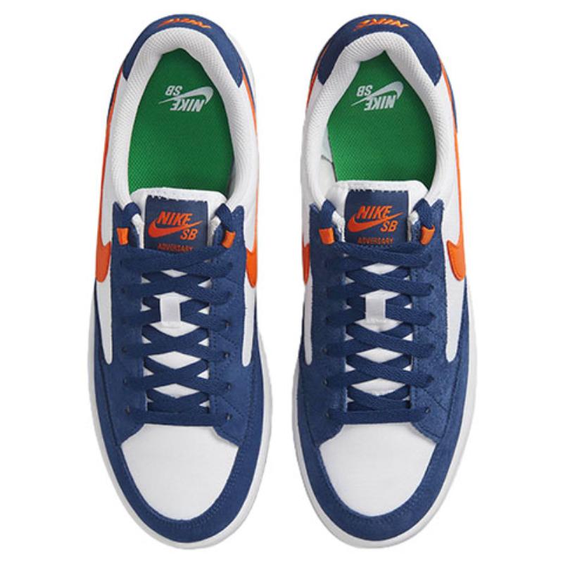 Nike Sb Adversary Premium White Navy Safety Orange Skateboard Shoes CW7456-402