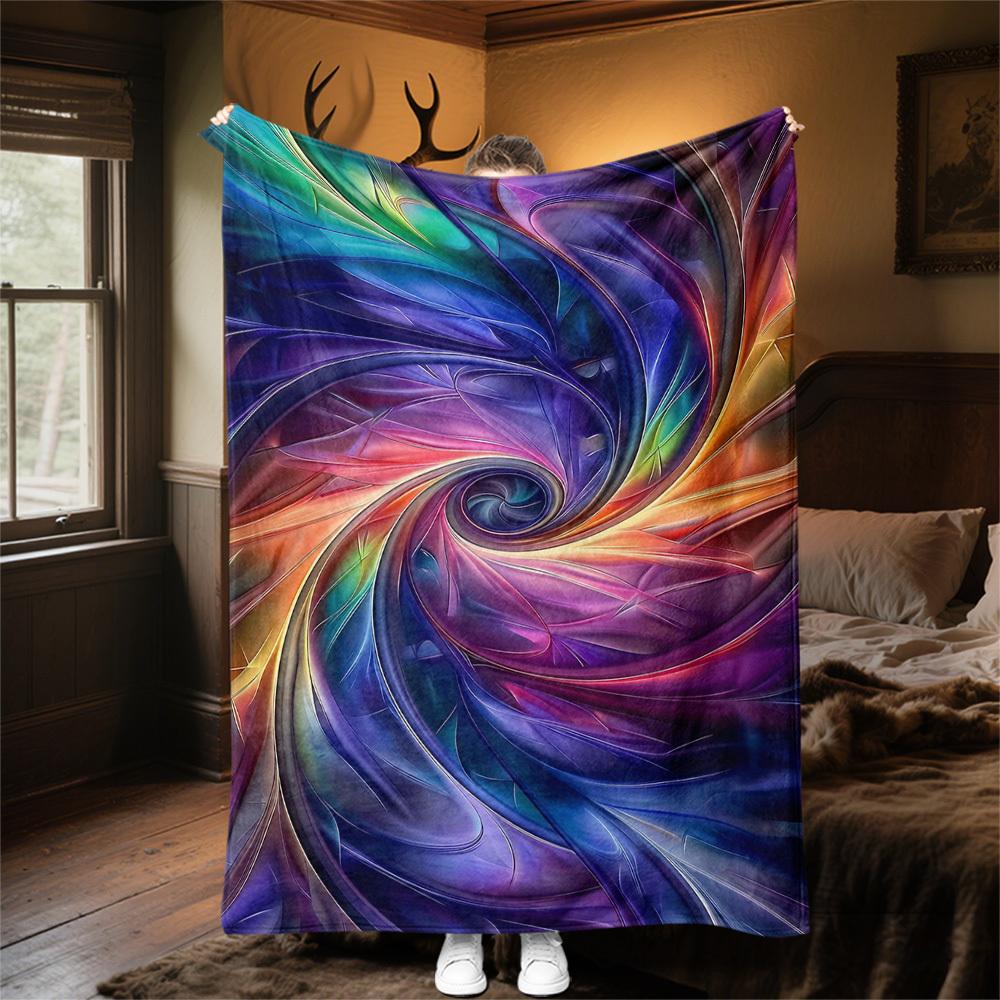 1PC Swirl ColorsOutdoor Flannel Blanket - Soft Plush Decor for Picnics, camping, Bedroom, Playroom, Office, or Lunch Break 1327A
