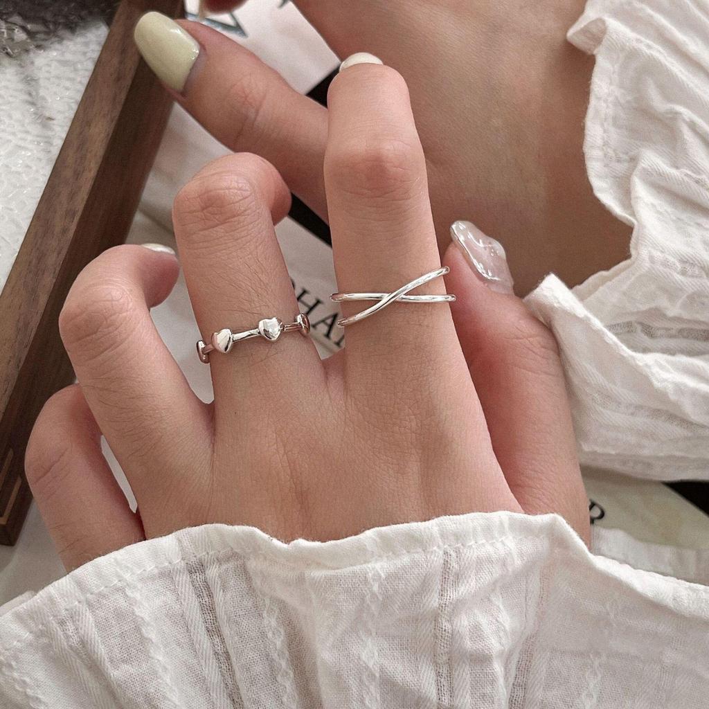 Yinruitai S925 Sterling Silver Korean Heart Design Thin Band Ring for Women