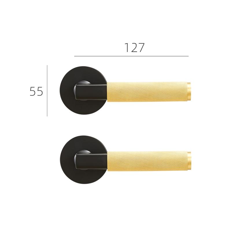 DOOROOM Brass Knurled Thumb Turn Key Latch Lever Handle Cylinder Key Escutcheon Passage Room Lock
