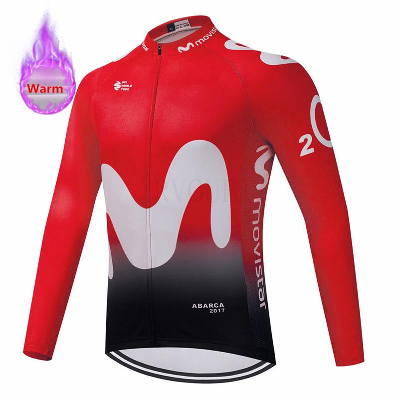 2026 Červený Movistar Zimní Fleecový Cyklistický Dres Sada Oblečení na Horský Kolo Oblečení na Kolo Ropa Maillot Ciclismo Hombre Závodní Oblečení