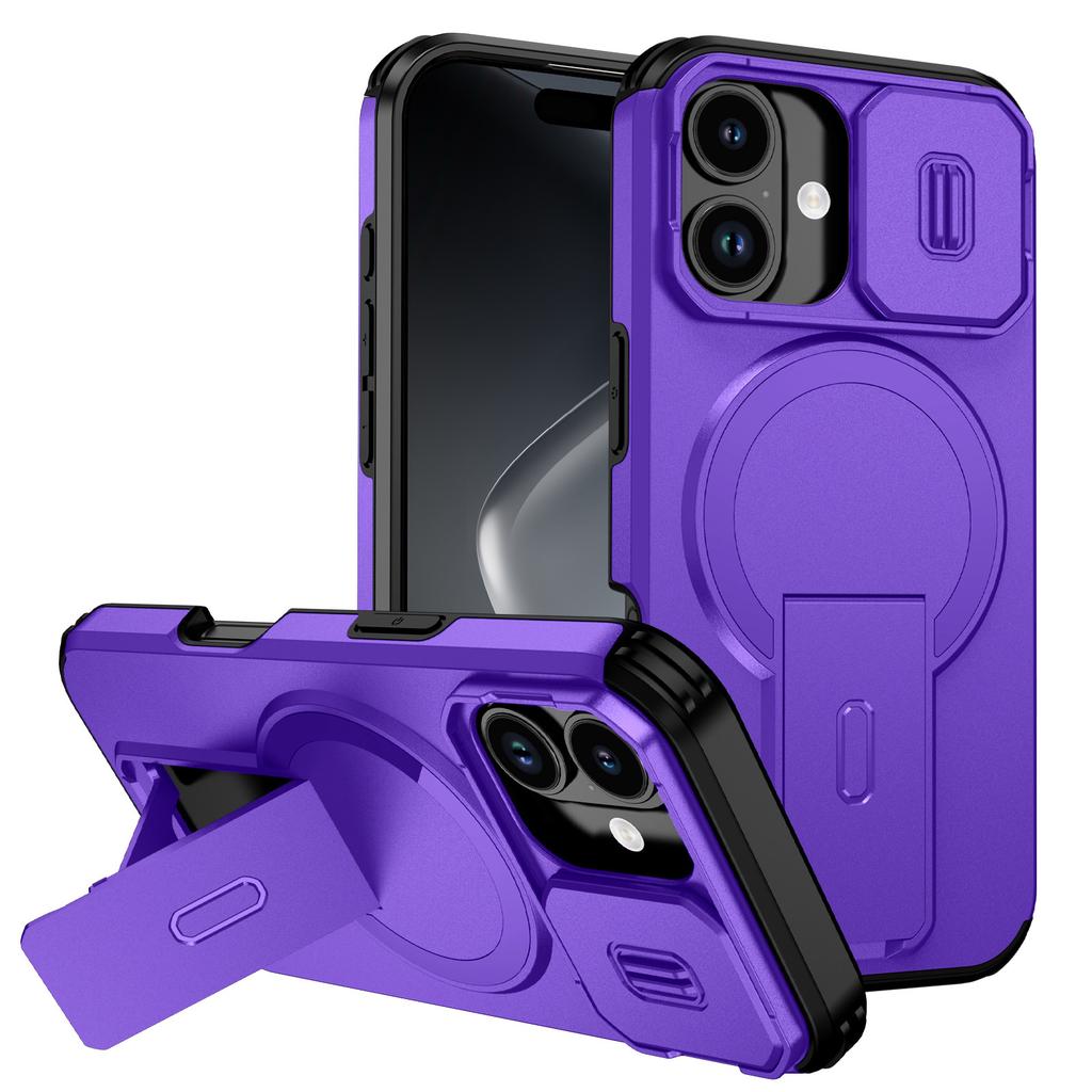 For iPhone 17 Case Kickstand Camera Slider PC + TPU Phone Cover Compatible with MagSafe