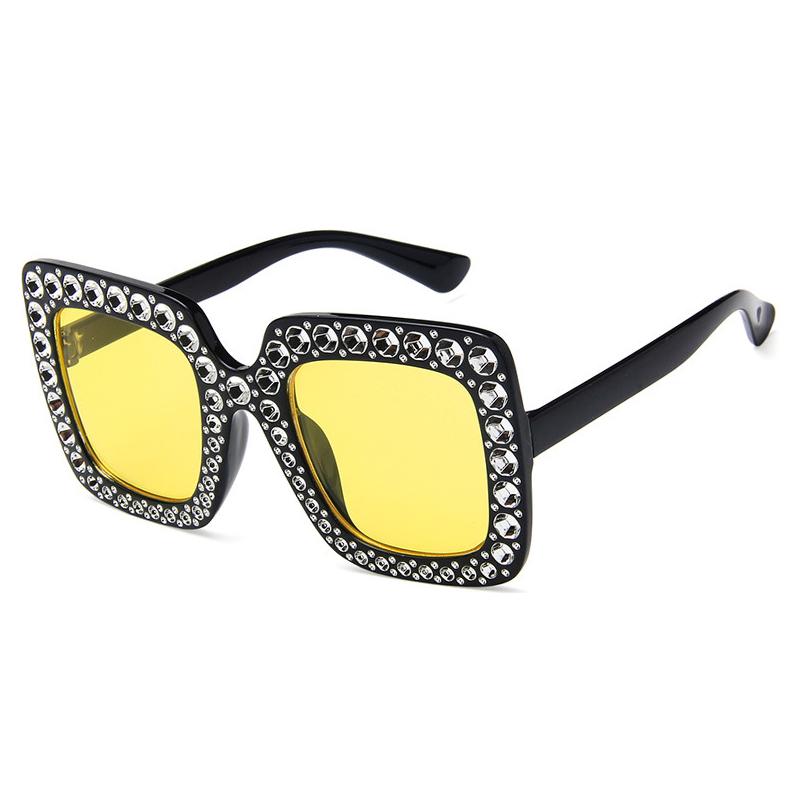 

Big Square Luxury Rhinestone Sunglasses Women Men Oversized Frame Brand Designer Sun Glasses Vintage UV400 Female Oculos De Sol As Picture