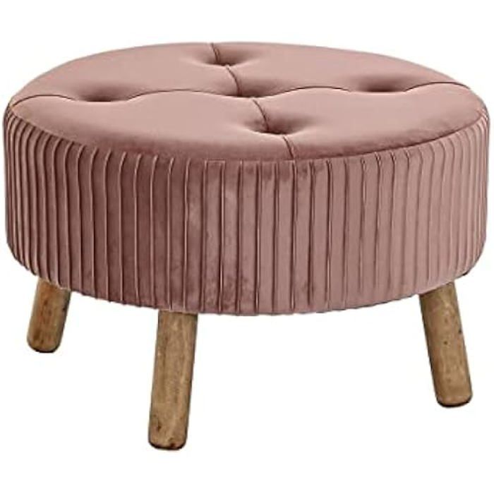 Repose-pieds - DKD Home Decor - Standard - Velours - Bois Massif - 61x61x38 Cm