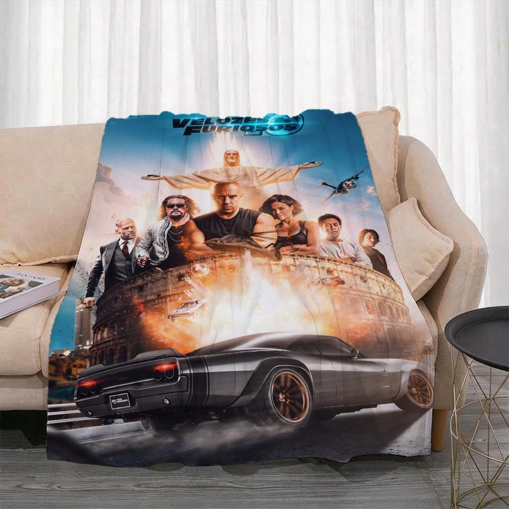 Movie T-The Fast and the Furious Throw Lightweight 240g Flannel Blanket Soft Skin-friendly for Summer Cooling
