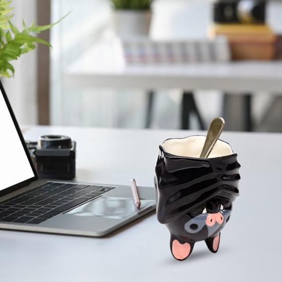 Fledermaus Auf dem Kopf Geformte Tasse Niedliche 3D Fledermaus Keramik Kaffeetasse mit Schwanzgriff Lustige Neuheit Tier Tasse Geschenk für Gotische Heim- und Bürodekoration