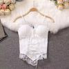 New fashionable and sexy slim fit small suspender lace vest women's strap waist design fishbone Spice Girl short inner fit