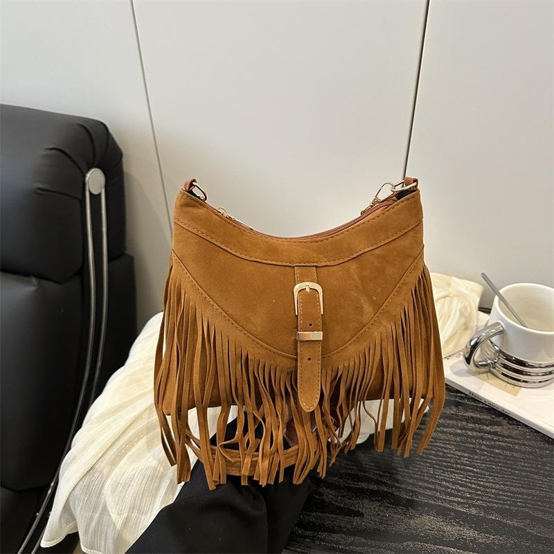 Long Tassel Women Cross Body Bag Shoulder Bag Handbags Large Capacity Women Tote Bag Fashion Ladies Handbag Black Brown