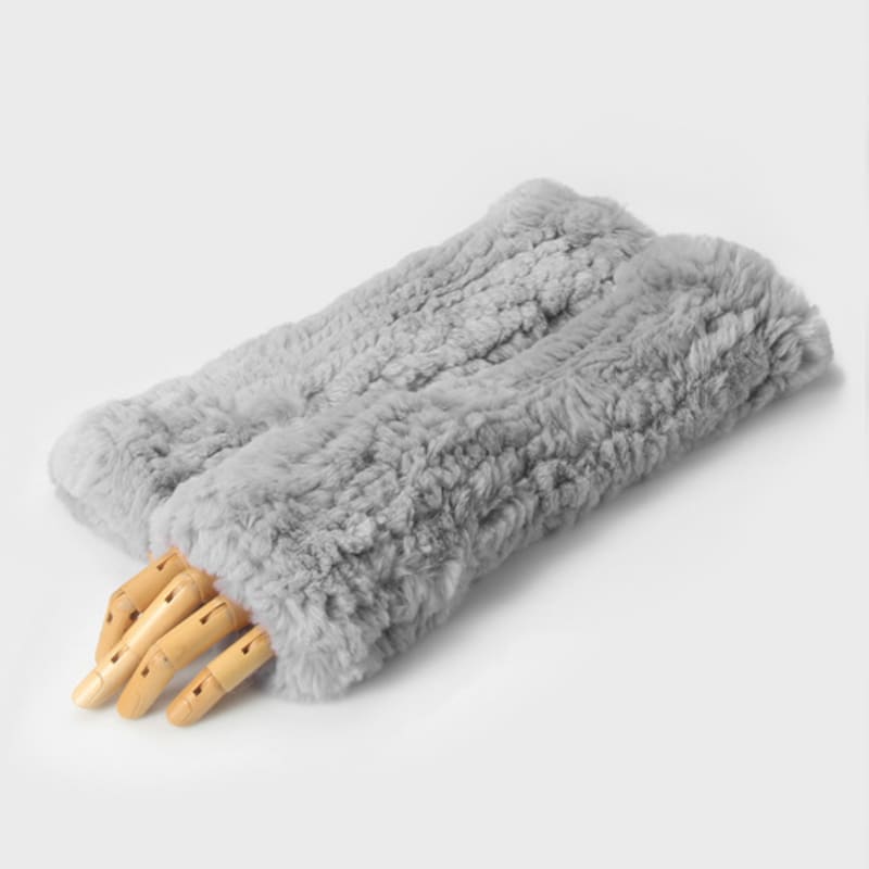 

MISTICA Rabbit hair Fur Finger Less Gloves MFFG002GY single type