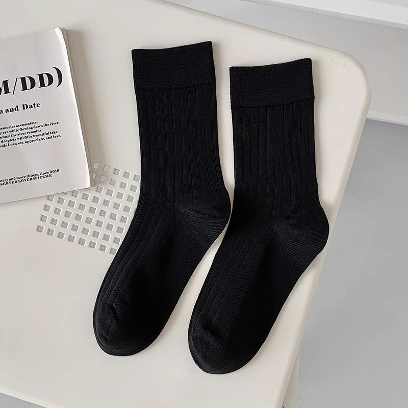 Vertical Striped Socks - Summer Pile-up Socks, Thin Style, Versatile, Boneless, Suitable for Students, Anti-odor, Breathable, Mid-calf Length
