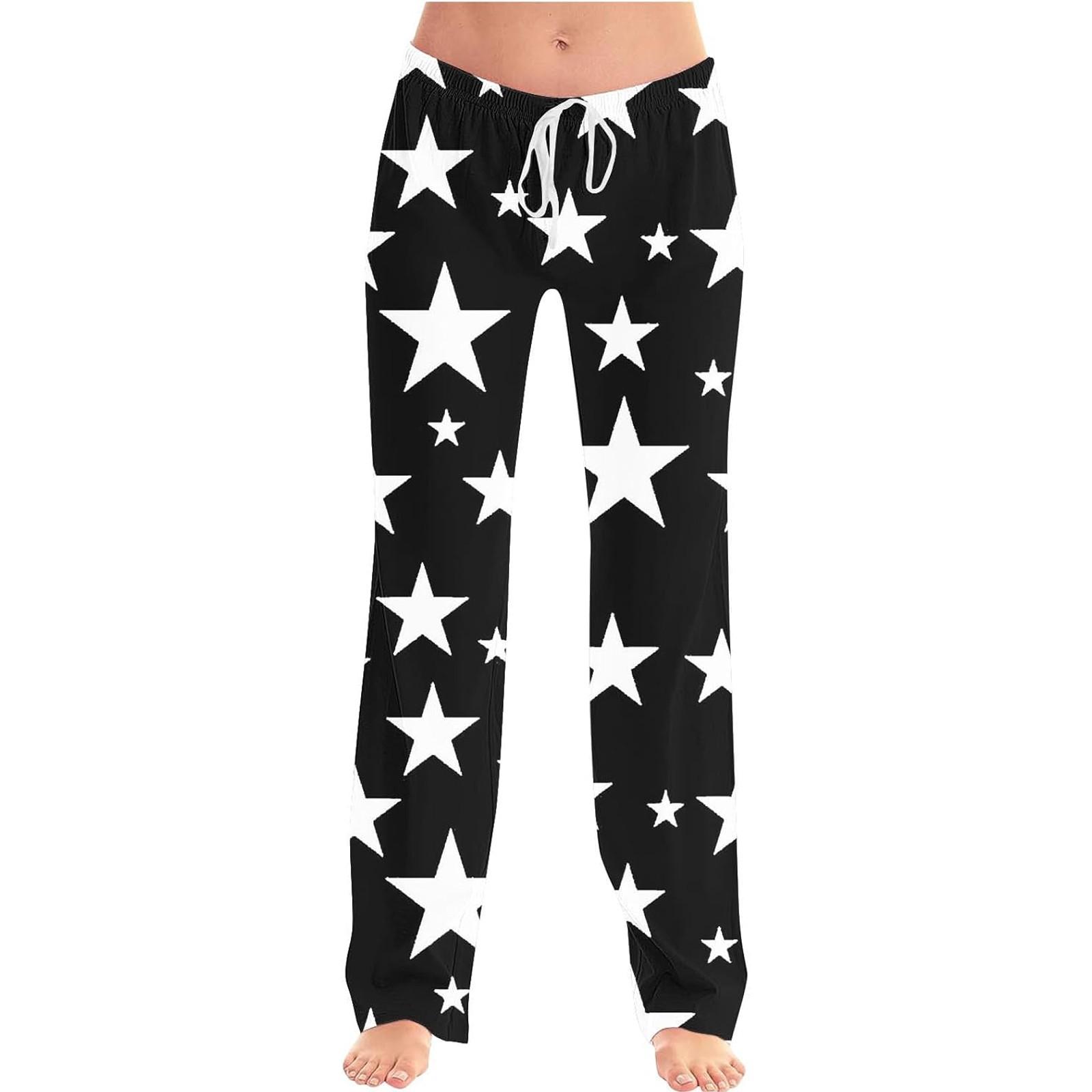

Женские модные свободные повседневные брюки со звездным принтом XXXL чёрный