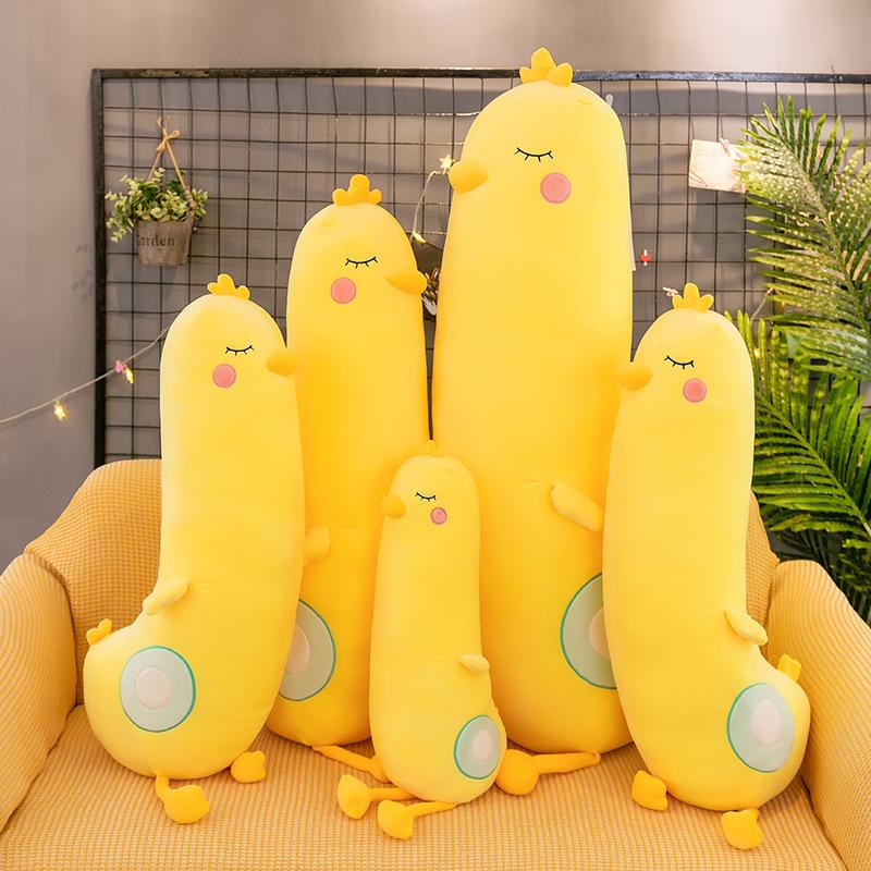 Cute Big Yellow Chicken Plush Toy Long Throw Pillow Girl Pinch Legs Large Rag Doll Holding Sleeping Doll