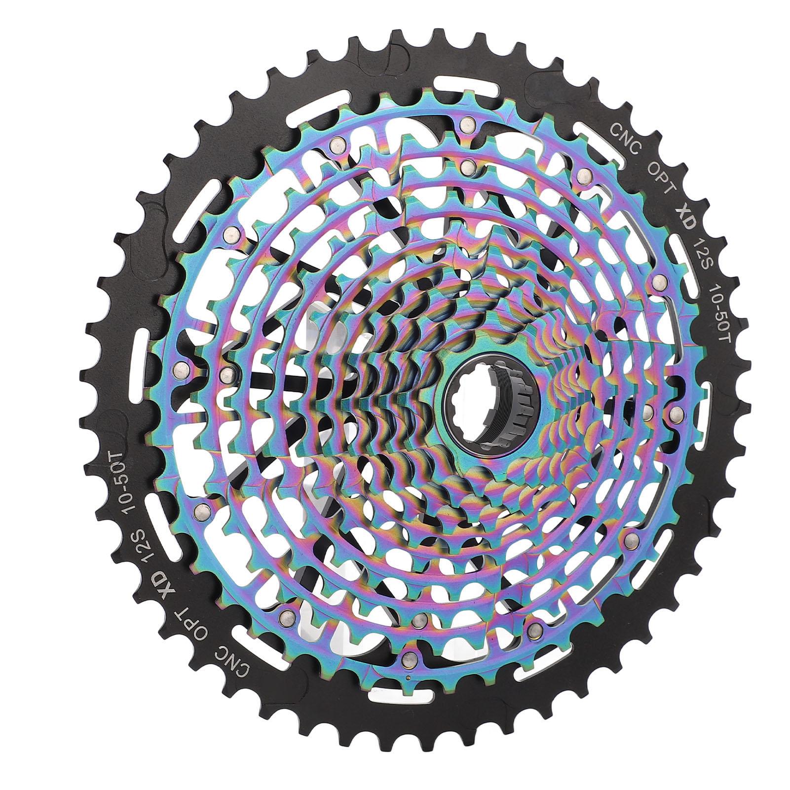 12-скоростная велосипедная кассета 10-50T Сверхлегкая интегрированная велосипедная трещотка для аксессуаров для горного велосипеда Разноцветная