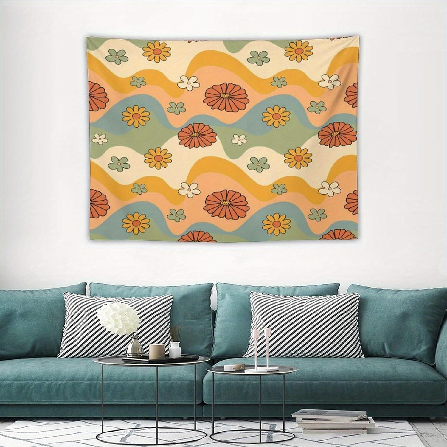 1pc Daisy print tapestry, machine washable polyester, suitable for living room and bedroom decoration. 100X70CM