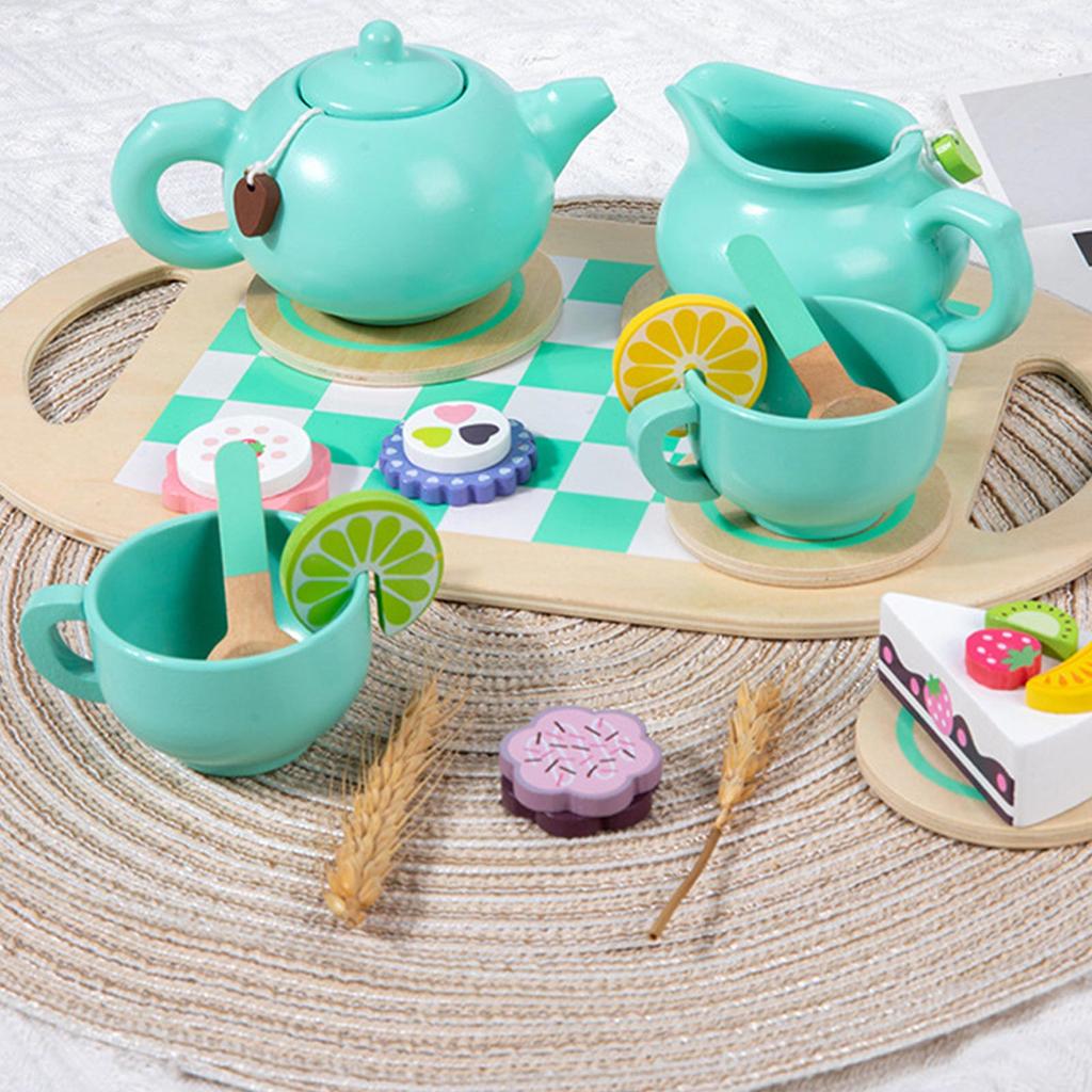 Wooden Children's Simulated Home, Desserts, Cakes , Tea Pots, Cups, Tea Sets, Kitchen Toys