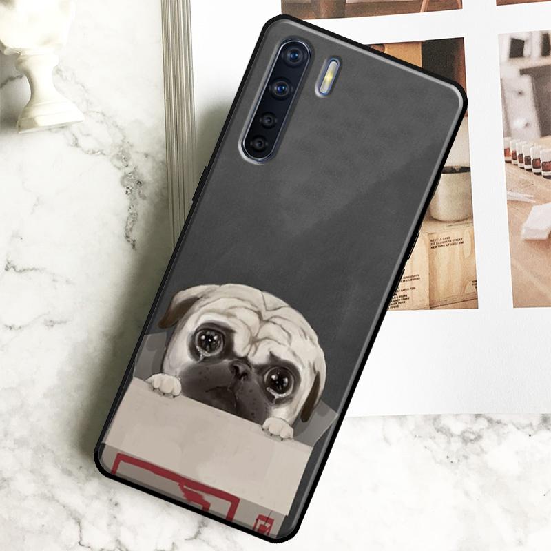 Pug Dog Funny Cartoon Case For Oppo A18 A38 A58 A78 A98 A40 A60 A80 A16 A76 A96 A15 A17 A77 A74 A94 A54 A57S Cover