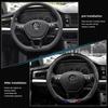 For Volkswagen 38CM Anti Slip Car Steering Wheel Cover Carbon Fibre Texture For VW GTI Polo Golf Passat Tiguan Arteon Touareg CC Taigo Caddy EO1