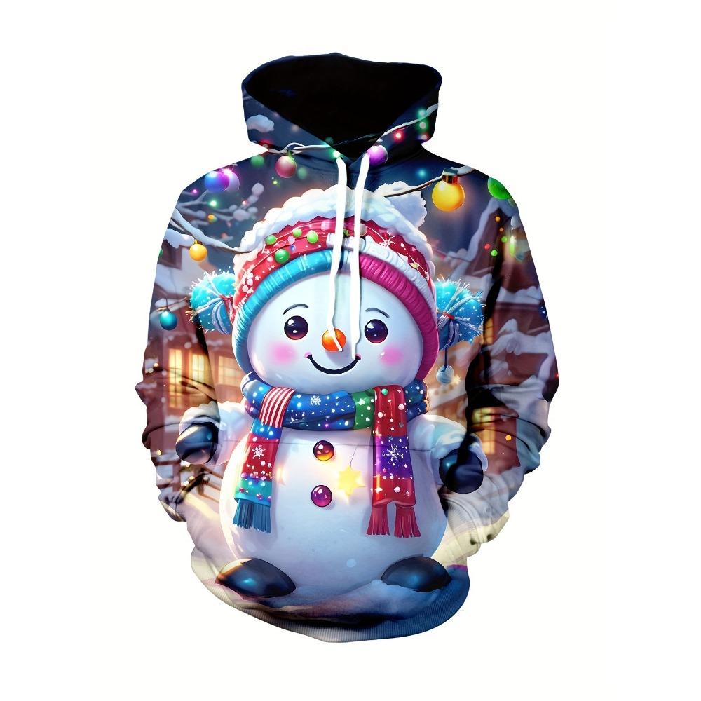 Autumn Winter Christmas Series 3D Digital Printed Men's Women's Loose Fitting Pullover Hoodies Fashionable Cartoon Long Sleeved Hoodies