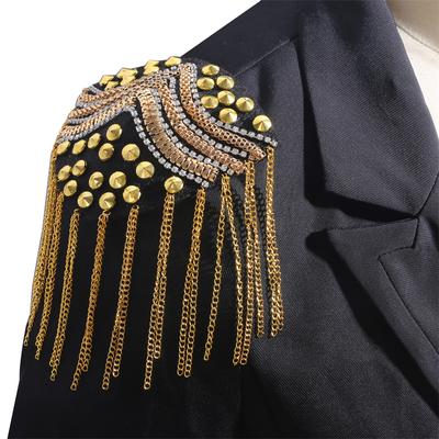 Oblek Šaty Ramenní Květina Šperky Kovové Diamanty Zdobené Kostýmy Střapec Epoleta Doplňky Boty Oblečení Aplikace