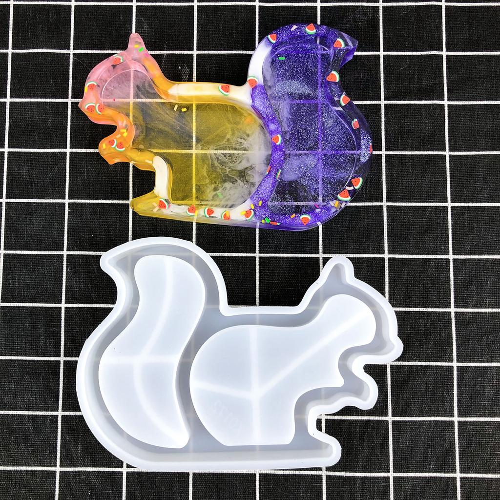 Flexible Silicone Resin Mold for Dish Epoxy Squirrel Shaped Tray Making Mould Creative Storage Plate Accessory Mould