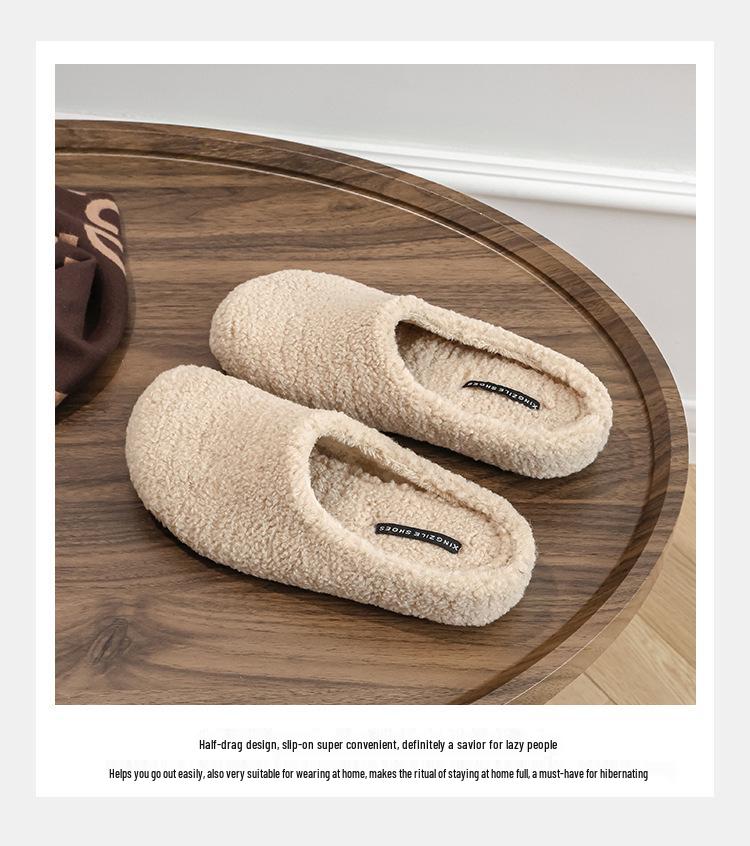 2025 Winter Women's Furry Outdoor Shoes, Velvet-Lined, Thickened, Closed-Toe Fur Slippers, Warm Lambswool Loafers