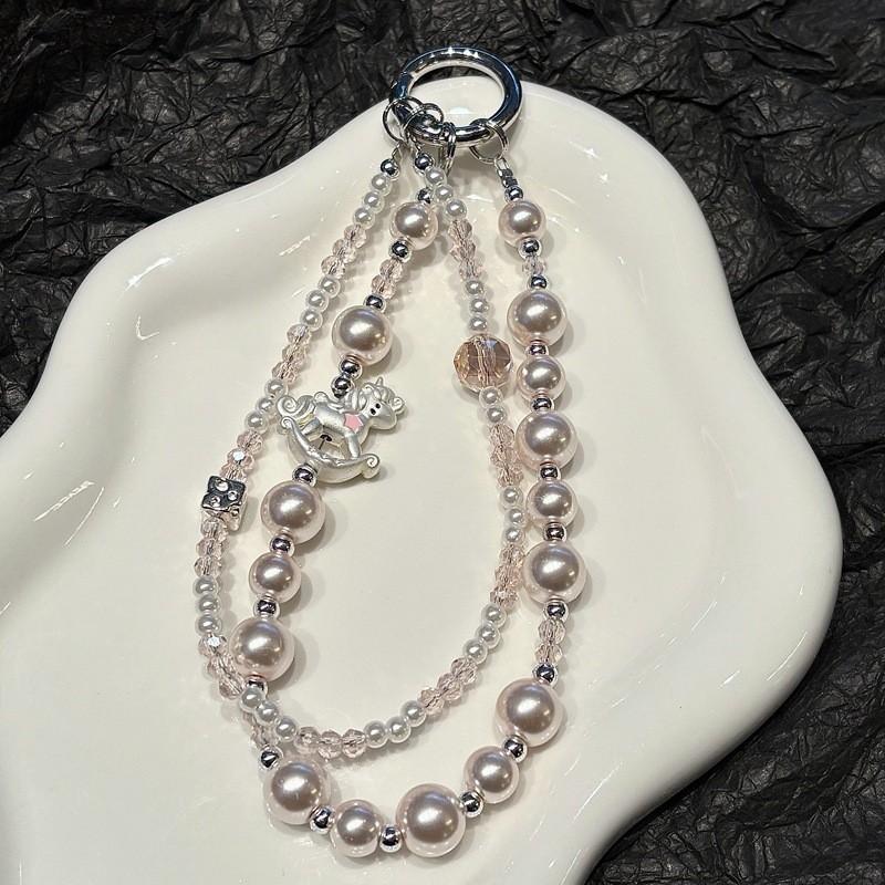 Classic Unicorn Pvc Phone Strap With Pearl Crystal Design For Unisex Use