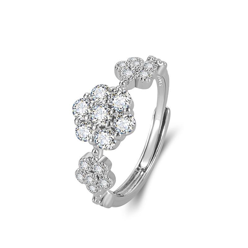 Xiaohongshu Style Exquisite Retro Diamond Flower Ring for Women’s Index Finger