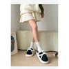 Cotton Slippers for Women To Wear Outdoors In Winter, Indoor Home with Thick Soles and Plush Insulation Bag and Velcro Cotton Shoes