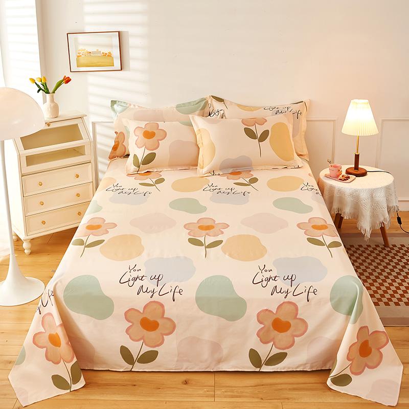 100% Cotton Country Floral Flat Sheet 3 Pieces Tulip Bed Sheet Set Soft Botanical Flower Blossoms Bed Cover with 2 Pillow Cases