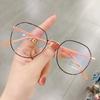 Retro Anti-Blue Light Glasses Round Metal Frame Reading Computer Eyeglasses Women Simple High-Definition Myopia Optical Eyewear