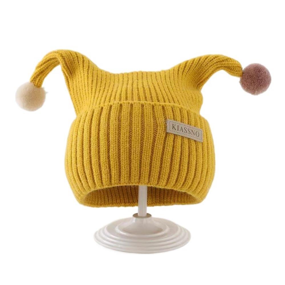 Openwork Flower Warm Wool Beanie Plush Ball Kids Winter Cap Fashion Pompom Hat  Ear Protection