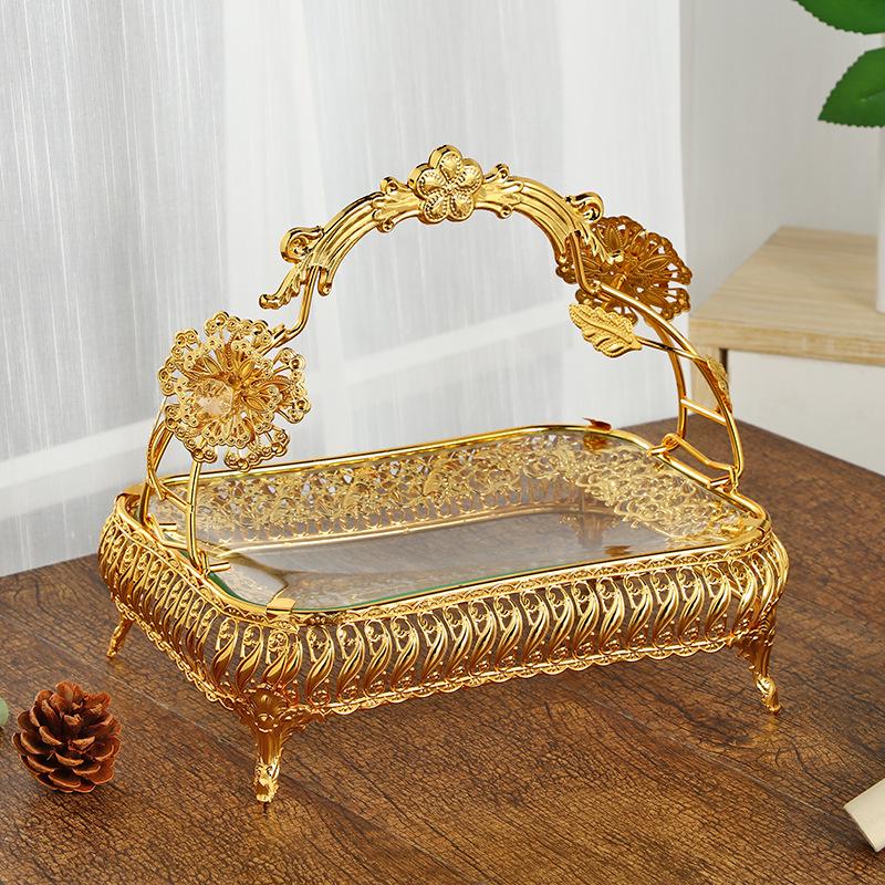 European Retro Multi-layer Fruit Basket & Glass Plate Set for Living Room