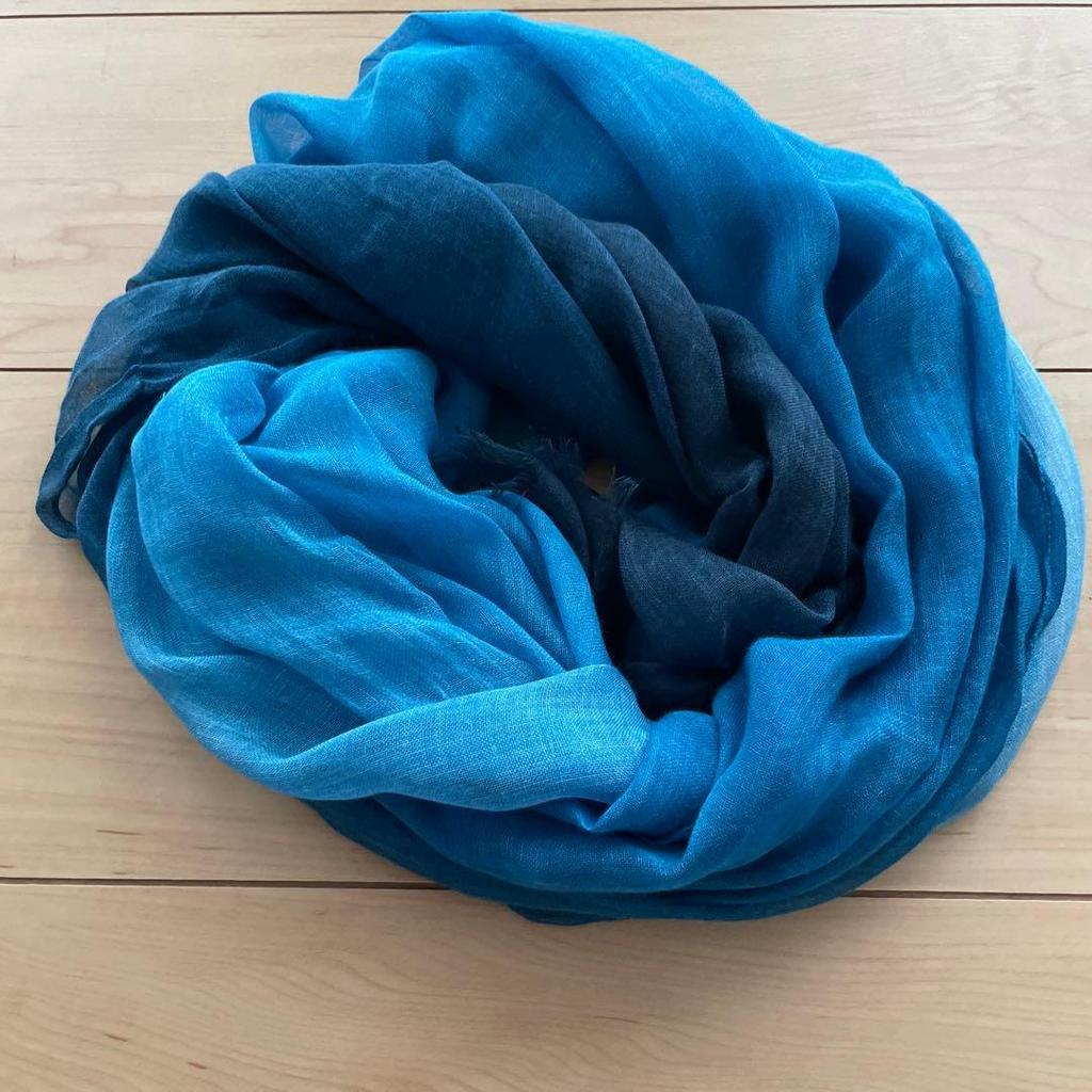 Used M:m Design Studio Large Stole Blue Made In Italy