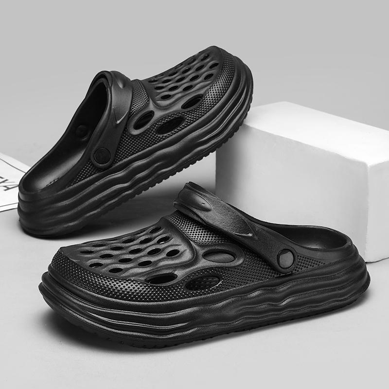 

Модные уличные мужские сандалии-полушлепанцы, мужские удобные тапочки, пляжные мужские сандалии, мужские легкие садовые шлепанцы, мужские кроссовки для ходьбы 45 чёрный